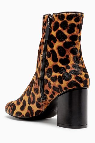 Leather Block Heel Boots